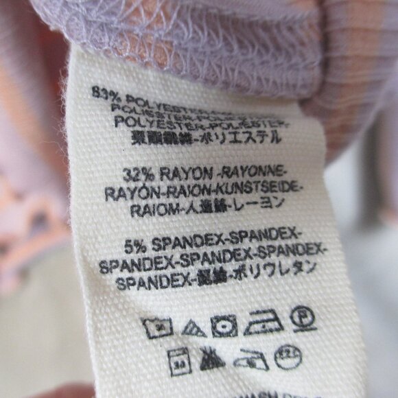 We the Free People Women’s Top Size L Lavender Peach Striped Ruffled Bell Sleeve - Picture 9 of 12